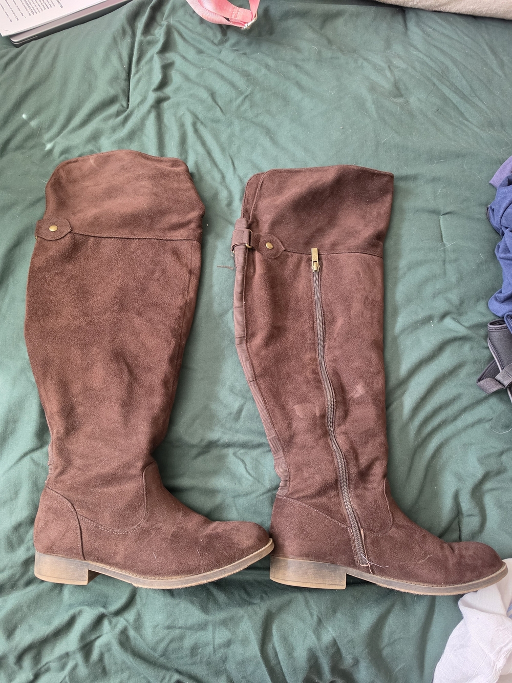 Women's Brown Suede Over-the-Knee Zip Boots